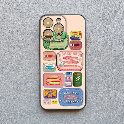 Fish Funny Sardines Phone Case For iPhone 17 14 13 12 Mini 11 Pro Max 16 15 Pro Max Plus XR XS X Matte Shockproof Back Cover