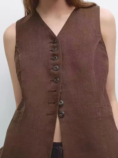 New linen blended vest