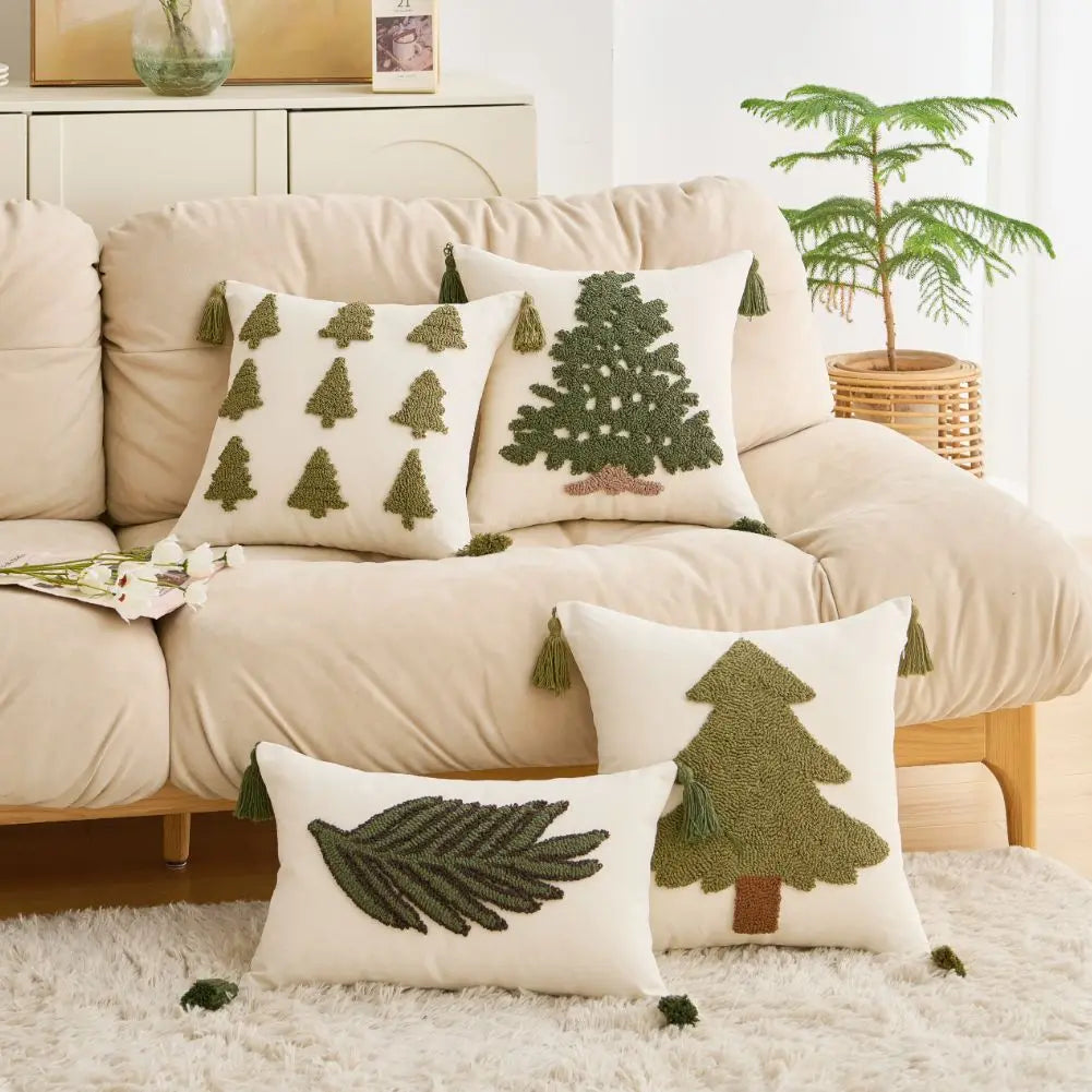 1PC Christmas Cushion Cover Tufting PillowCover for Living Room Sofa Tassel Pillowcase Holiday Decor 45x45/30x50cm