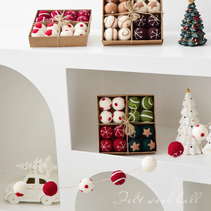1 Box/16pcs Christmas Wool Balls Hanging Decorations Christmas
