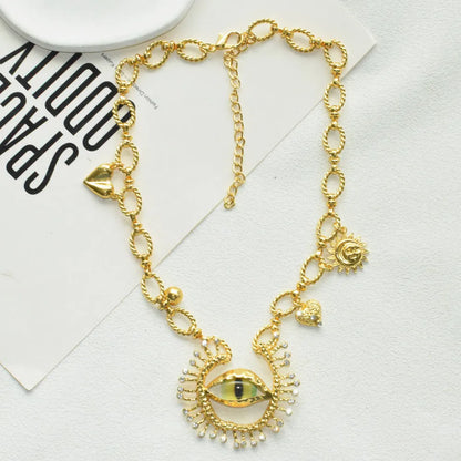 1PC New Fashion Women's Metal Alloy Chain With Eyes Pendant Necklace