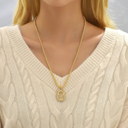 Zodiac Signs Necklace for Women Double Sided Pendant Collar Gold Color Stainless