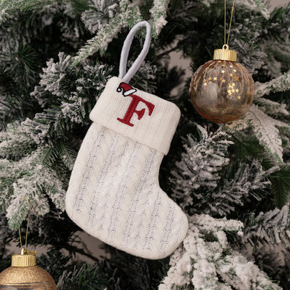1PC A-Z Letter Hanging Christmas Stockings Knitted Socks Christmas Tree Hanging