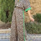 Casual Leopard Print Suit For Women Shirt Elastic Waist Trousers 2 Piece Set