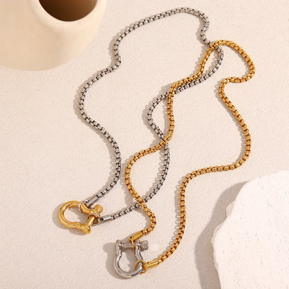Mixed Color Square Pearl Chain Lock Pendant Necklace For Women Girls DIY Neck Jewlery Accessories