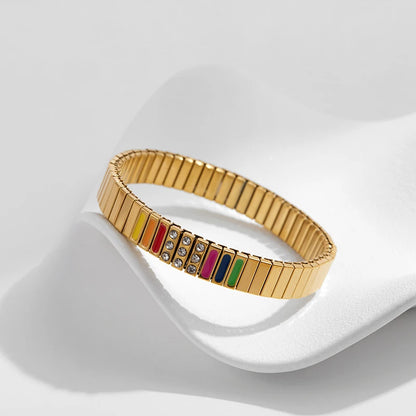 New Gold Plated Stainless Elastic Bracelet For Women