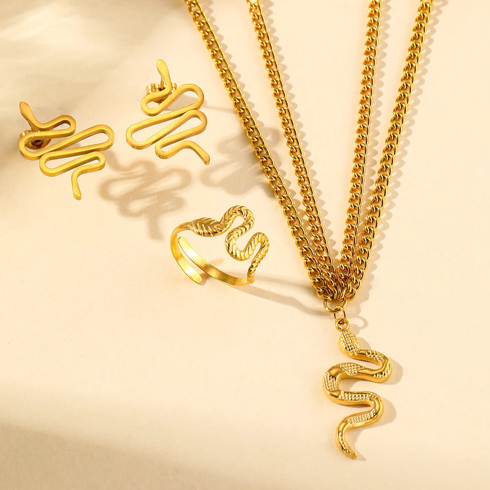 Steel Jewelry Set Fashionable Atmosphere Snake Earrings Snake