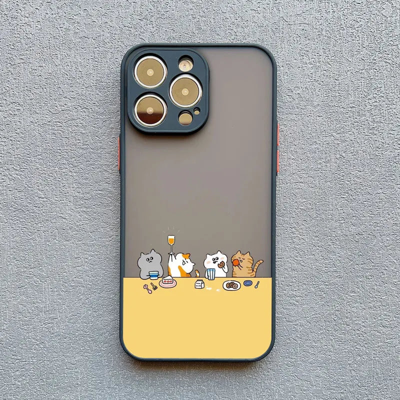 Stacked Cat Phone Case for iPhone 16 15 14 13 12 11 Pro Max 13 12 Mini X XR XS 7 8 Plus Matte Cover Girls Cute Gifts Phone Shell