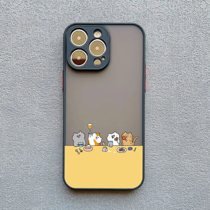 Stacked Cat Phone Case for iPhone 16 15 14 13 12 11 Pro Max 13 12 Mini X XR XS 7 8 Plus Matte Cover Girls Cute Gifts Phone Shell
