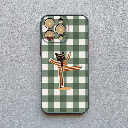 Simplicity Colour Vertical Stripes Cartoon Animals Phone Case for iPhone 16 15 14 Pro Max Plus 13 12 Mini 11 Pro Max XR X Covers
