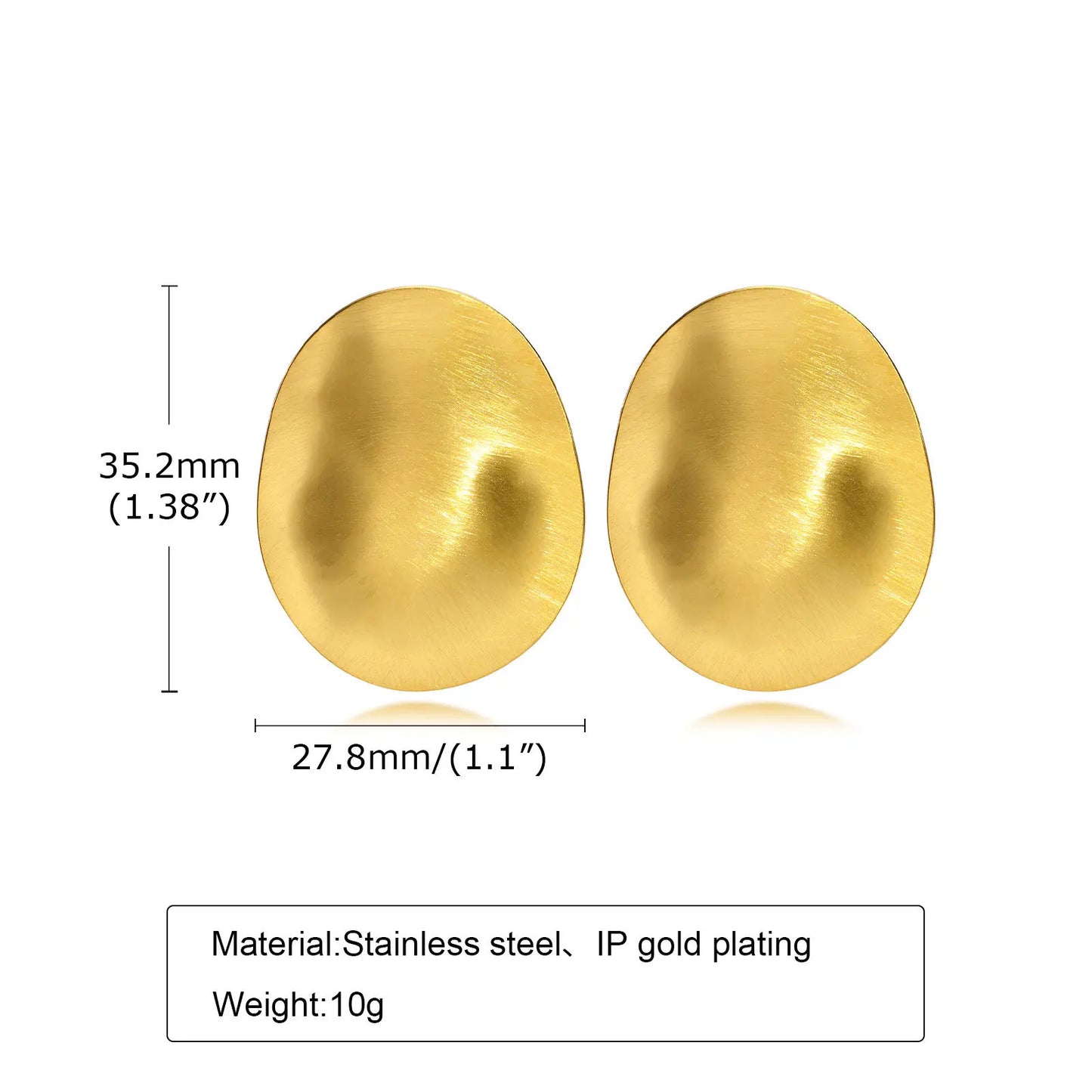 Matt Large Stainless Steel Stud Earring for Women,Pairs Chic Oval Irregular Ear Jewely