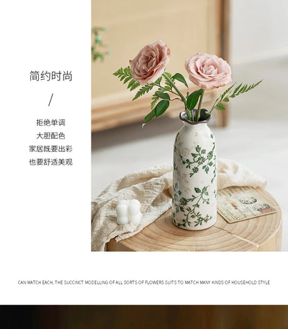 Ceramic Vase For Home Decoration Living Room Decor  Hydroponic Flower Arrangement Pastoral Style Green Vase Flower Pot For Plant