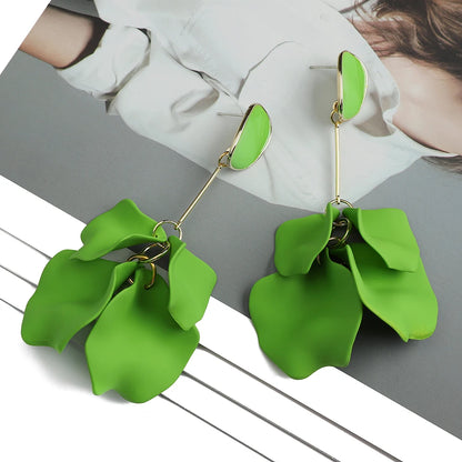 Romantic Sweet Acrylic Petal Long Dangle Drop Earrings For Women Girl Trend Luxury Fairy Grunge Pendant Jewelry Accessories