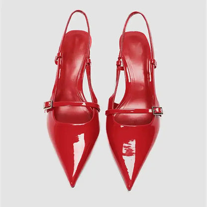 Elegant Red & black Sandals For Women