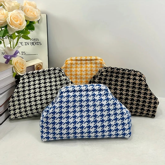 New high-end multi-functional knitted houndstooth Shoulder bag