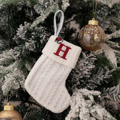 1PC A-Z Letter Hanging Christmas Stockings Knitted Socks Christmas Tree Hanging