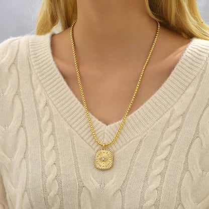 Zodiac Signs Necklace for Women Double Sided Pendant Collar Gold Color Stainless