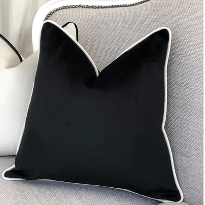 High Quality Black and White Velvet Pillowcase Simple 60x60