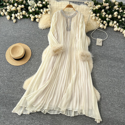 Elegant Loose Dress Women Long Sleeve Casual Dress