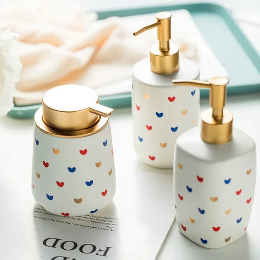 Cute Heart Print ceramic Bathroom Accessories