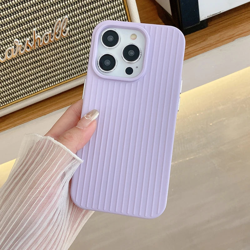 Candy Color Fashion Stripe Soft Silicone Case For iPhone 16 15 14 13 12 11 Pro Max 16 Plus