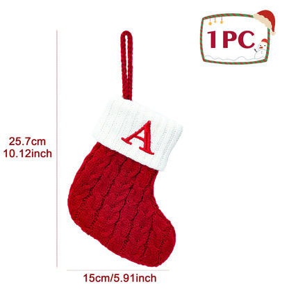 Christmas Socks Knitting Snowflake Letter Stocking Christmas Decoration 2025 For Home
