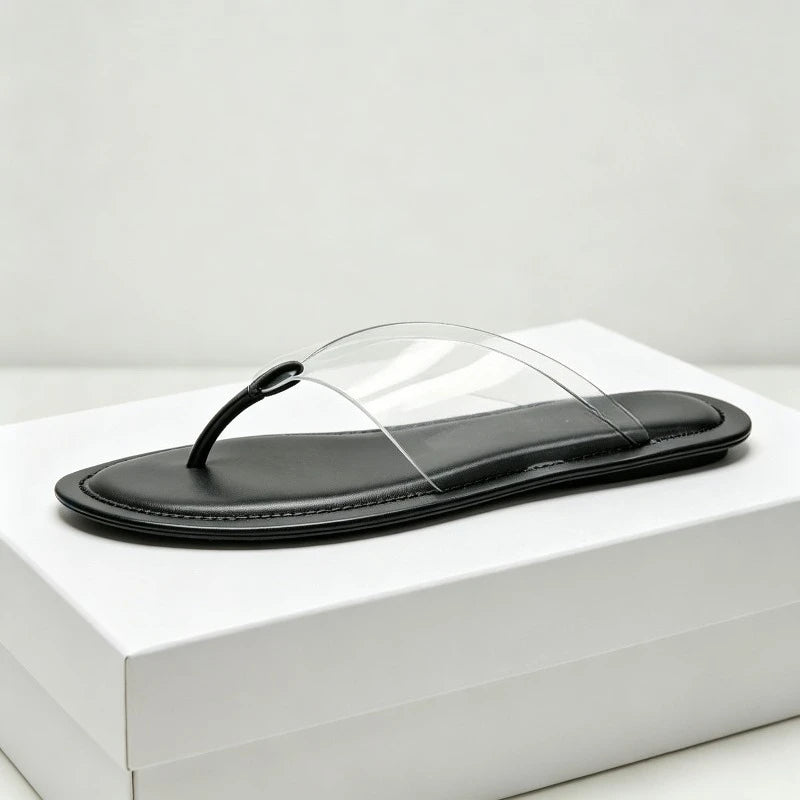 Transparens Flats Women Flip Flops Comfortable Non-slip Clip Toe Slippers Ladies Casual Slides Round Toe