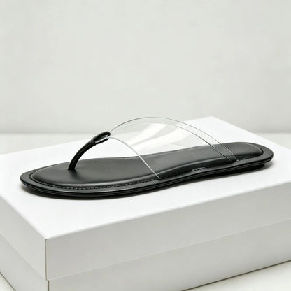 Transparens Flats Women Flip Flops Comfortable Non-slip Clip Toe Slippers Ladies Casual Slides Round Toe