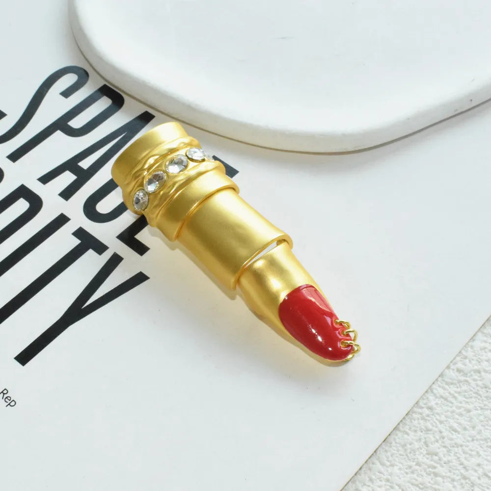 Exaggerated Personality Metal Golden Plated Lips Shaped Adjustable Ring For Women