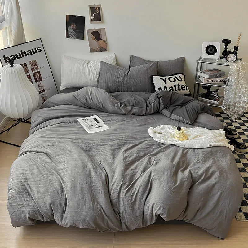 Solid color Duvet Cover set with Pillow Case Bed Sheet Olive Green