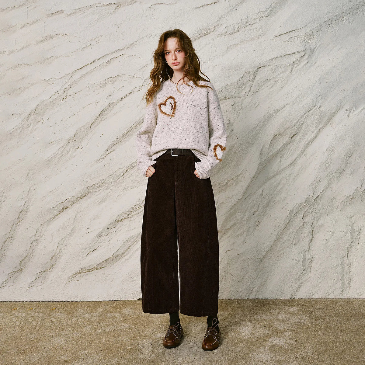 Women Casual Pants New Pure Cotton Corduroy Elastic Waist Forward Seam Cropped Curved Pants