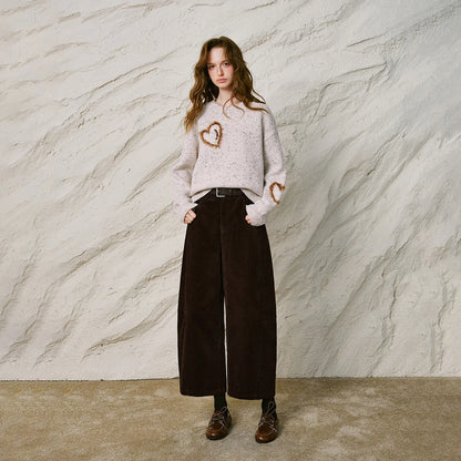 Women Casual Pants New Pure Cotton Corduroy Elastic Waist Forward Seam Cropped Curved Pants