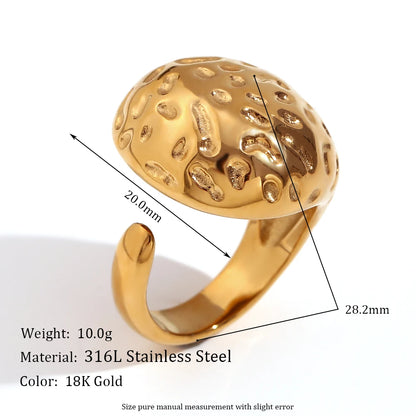 Fashion Smooth Geometric Cloud Water Drop Ring 18K Gold Plated Decoration 316L Stainless Steel Women Jewelry
