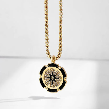 Zodiac Signs Necklace for Women Double Sided Pendant Collar Gold Color Stainless