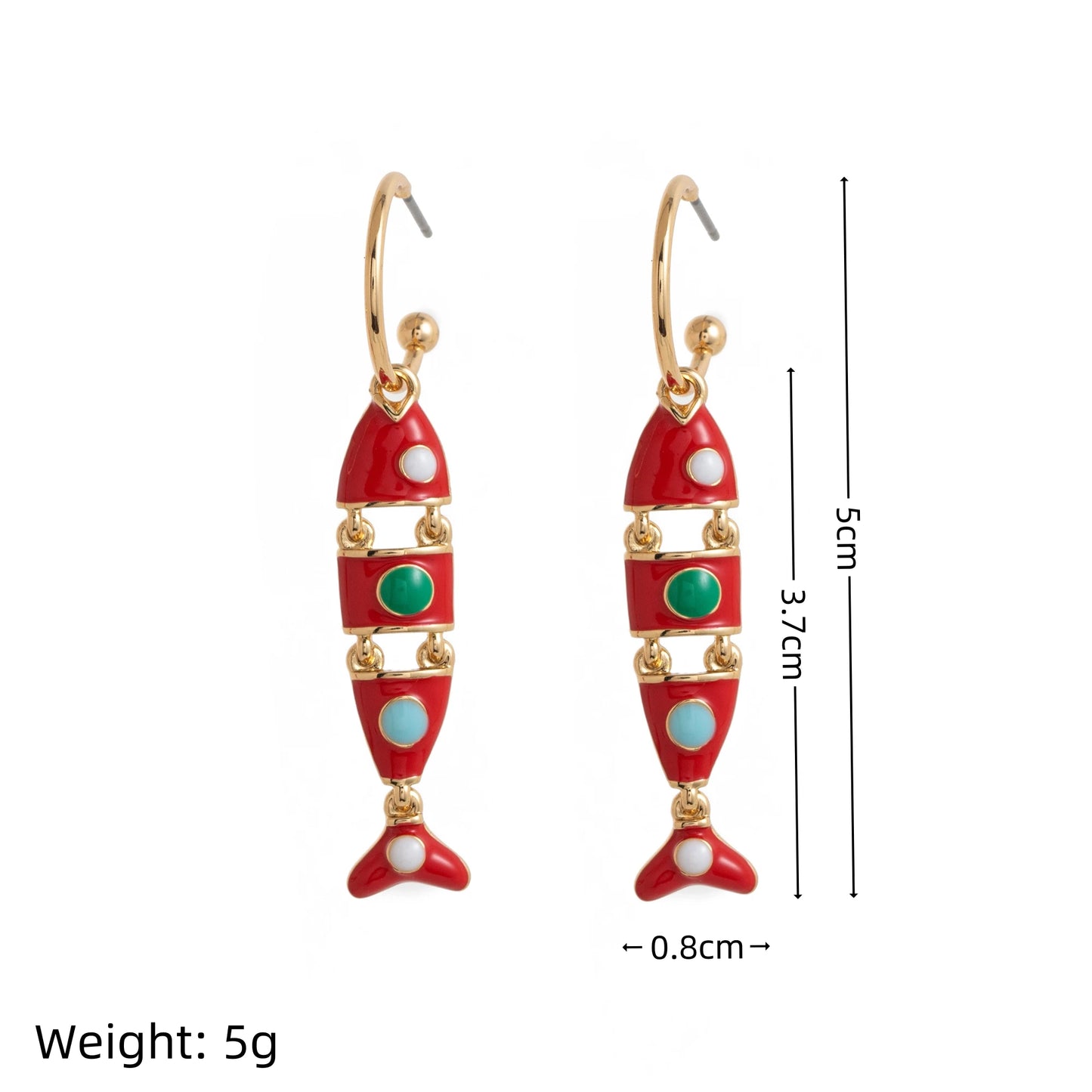 Golden fish shaped oil drop gold-plated earrings