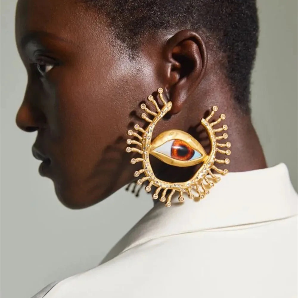 Baroque Style Vintage Resin Big Eyes Dangle Earrings For Women