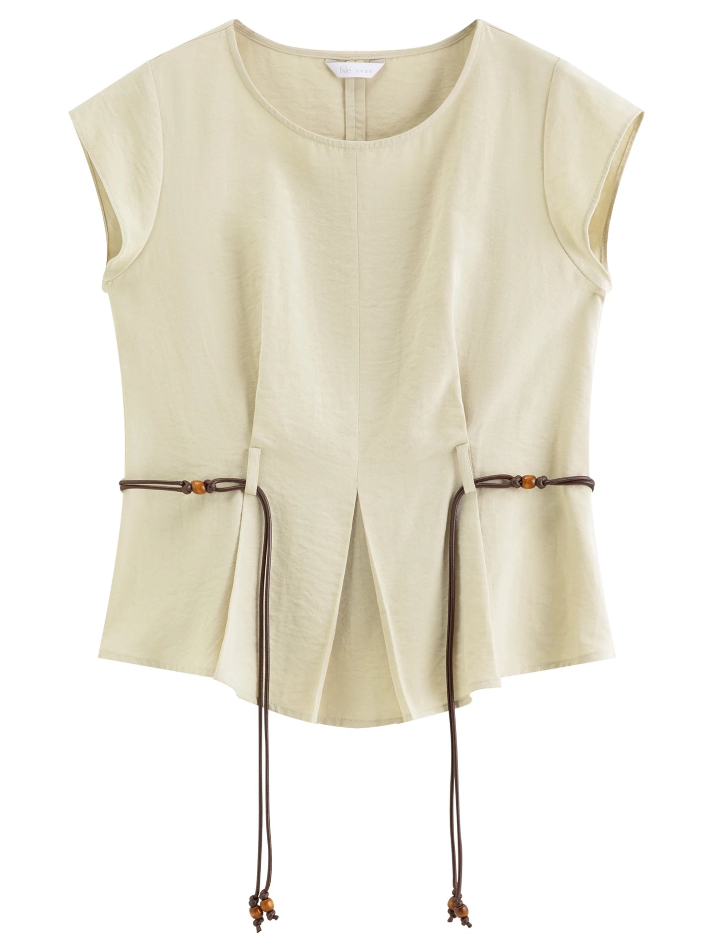 Women's Round Neck Waist-Defining Top & Wide Leg Pants Two-Piece Set - Refined Style for Daily and Office Wear