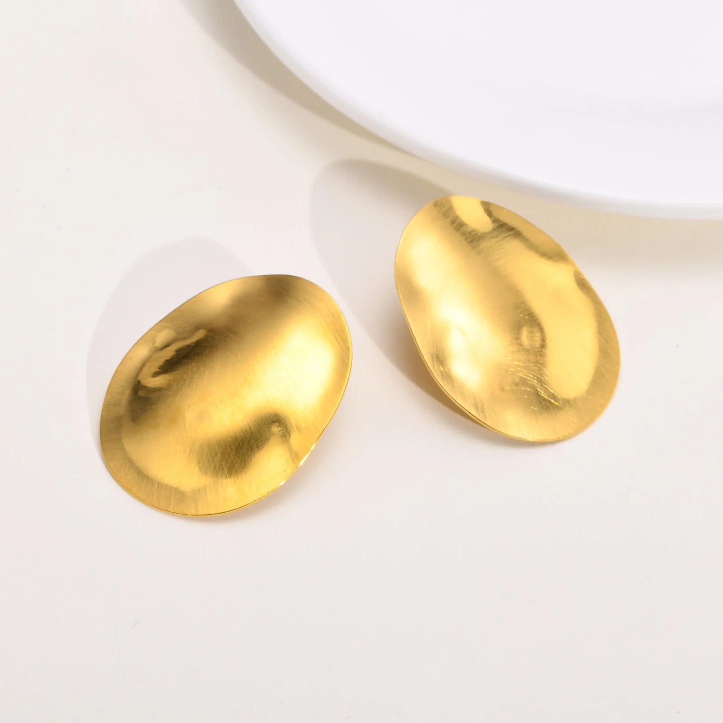 Matt Large Stainless Steel Stud Earring for Women,Pairs Chic Oval Irregular Ear Jewely