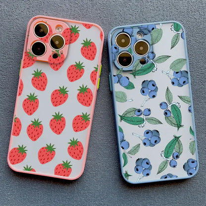 Fruit Lemon Strawberry Blueberries Phone Case For iPhone 16 15 14 11 Pro Max 12 13 Mini Pro Max XS XR X 7 8 15 14 Plus SE2 Funda