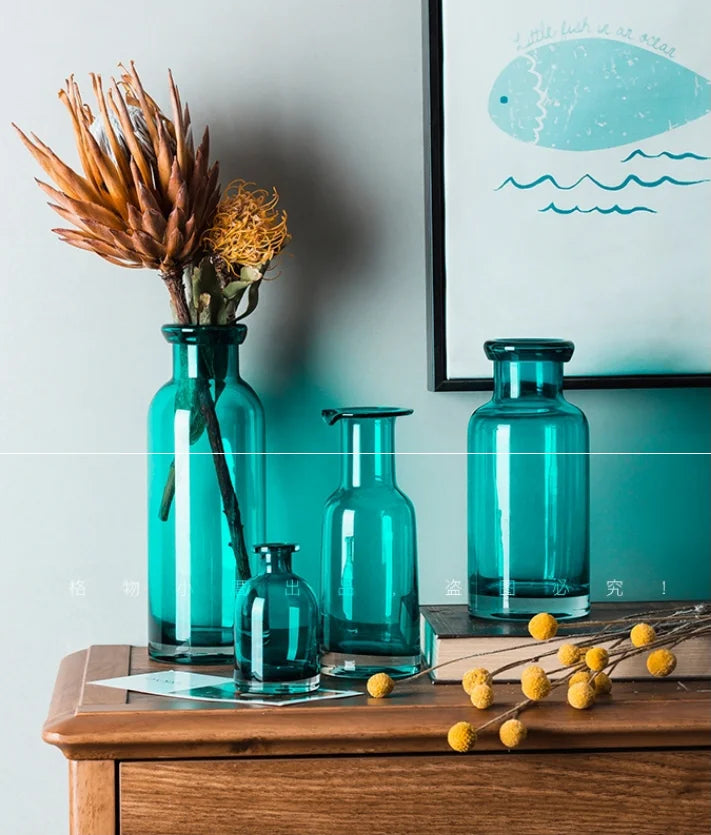 Elegant Blue Vase for Home Transparent