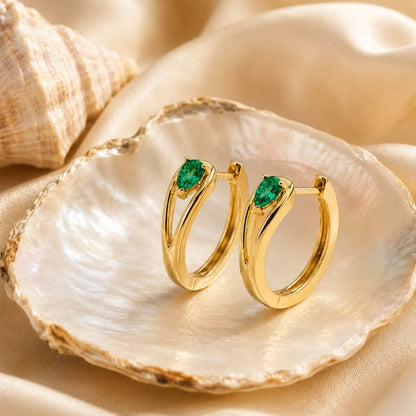 Statement Women Hoop Earrings Pave Waterdrop Cubic Zirconia Gold Color Waterproof Earrings
