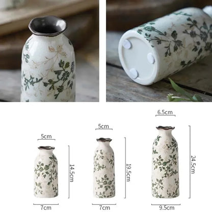 Ceramic Vase For Home Decoration Living Room Decor  Hydroponic Flower Arrangement Pastoral Style Green Vase Flower Pot For Plant