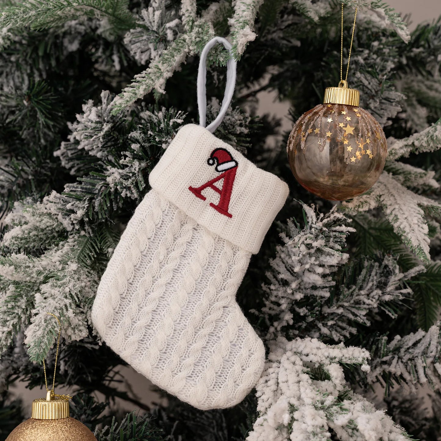 1PC A-Z Letter Hanging Christmas Stockings Knitted Socks Christmas Tree Hanging