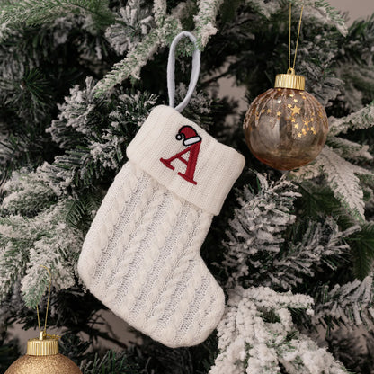 1PC A-Z Letter Hanging Christmas Stockings Knitted Socks Christmas Tree Hanging