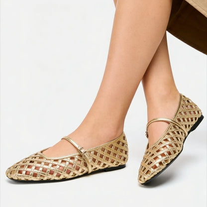 Ballet Flats Women Gold Hollow Women Sandals
