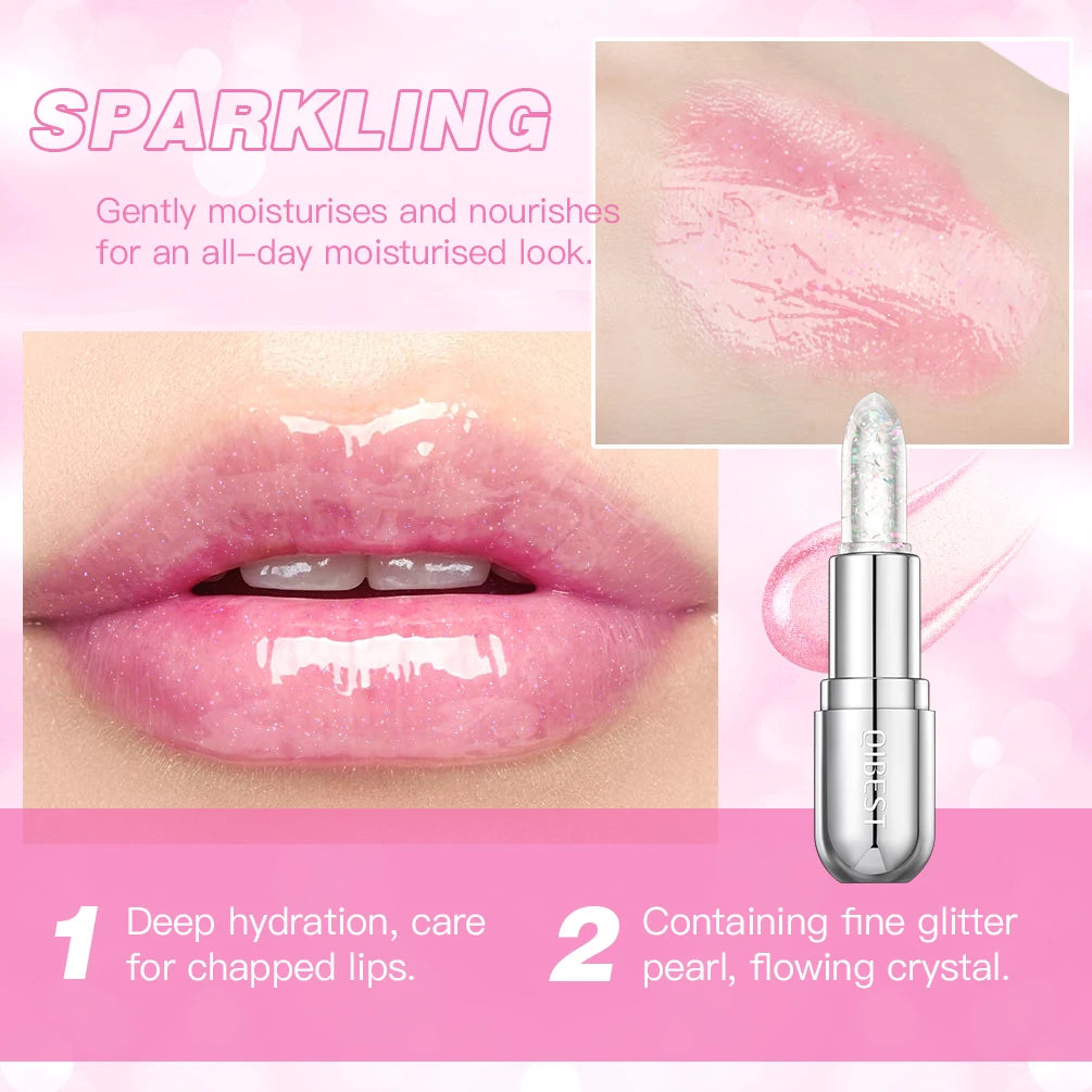 Glitter Lipstick Lip Balm Color Change Transparent Moisturizing Crystal