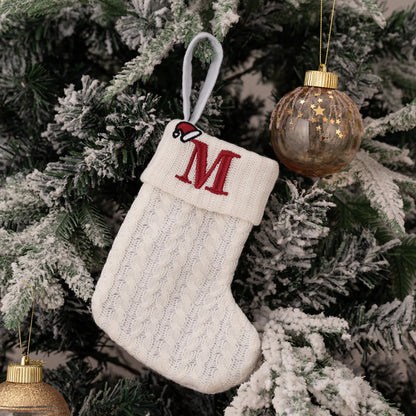 1PC A-Z Letter Hanging Christmas Stockings Knitted Socks Christmas Tree Hanging