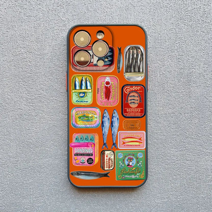 Fish Funny Sardines Phone Case For iPhone 17 14 13 12 Mini 11 Pro Max 16 15 Pro Max Plus XR XS X Matte Shockproof Back Cover