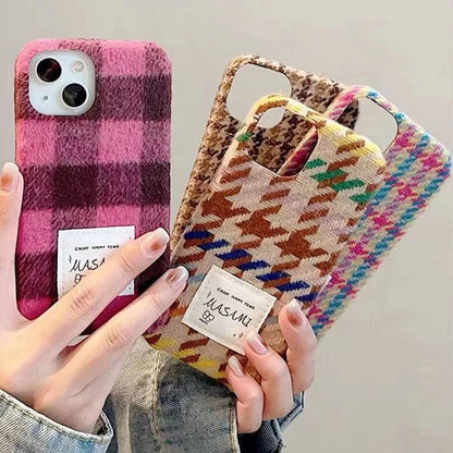 Per iPhone 15 Ins Creative Autumn Gentle Ladies Woven Phone Case per iPhone 14 13 12 Pro Colorful Lens Cover