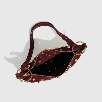 Designer Studded Shoulder Bag Rivet Crescent Bag 2025 New Women Metal Underarm Bag High-end Retro Rivet Polka Dot Shoulder Bags